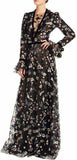 Floral Embroidered Mesh Overlay Gown