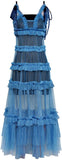 Ruffled Mesh Midi Dress