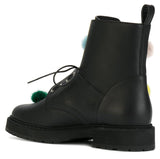 Black Pom Pom Combat Boots