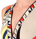 Multicolor Abstract-print Stretch-crepe Long Maxi Dress - DESIGNER INSPIRED FASHIONS