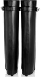 'Shark Lock' Wedge Knee Leather Boots in Black - DESIGNER INSPIRED FASHIONS