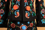 Black Heavily Embroidered Wool-Blend Jacket & Skirt Set - DESIGNER INSPIRED FASHIONS