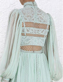 'Rhythm Spiral' Empire Dress in Mint Green - DESIGNER INSPIRED FASHIONS