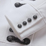 Chain Embellished Double-Breasted White Jacket - DESIGNER INSPIRED FASHIONS