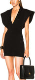 Black Deep V-Neck Bodycon Stretchy Mini Dress - DESIGNER INSPIRED FASHIONS