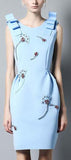Embellished Ribbon-Shoulder Dress in Light Blue or Black - DESIGNER INSPIRED FASHIONS