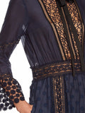 'Spring-Lace' Long-Sleeved Pleated Dress - DESIGNER INSPIRED FASHIONS