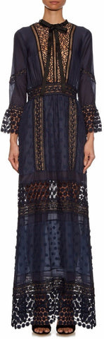 'Spring-Lace' Long-Sleeved Pleated Dress - DESIGNER INSPIRED FASHIONS