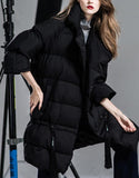 Thick Duck-Down Tassel-Decorated Coat in Grey or Black - DESIGNER INSPIRED FASHIONS