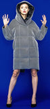 Honeycomb Textured Large-Hooded Thick White-Duck-Down Coat in White or Blue - DESIGNER INSPIRED FASHIONS