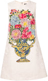 Jacquard Embroidered Flowers Dress - DESIGNER INSPIRED FASHIONS