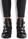 Black Studded Leather Boots - DESIGNER INSPIRED FASHIONS