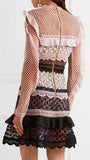 Ruffle-Trimmed Guipure Lace Mini Dress