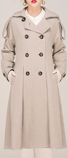 Twill Knee-Length Trench Coat