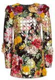Floral Embellished Long-Sleeve Mini Dress