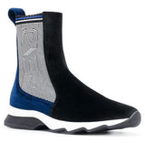 Paneled Two-Tone Ankle Boots - Red & Burgundy or Black & Blue