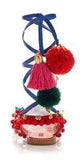 Multicolor Pompom & Tassels Leather Sandals - DESIGNER INSPIRED FASHIONS