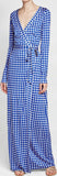 Blue & White Gingham Wrap Maxi Dress
