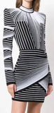 Geometric Long Sleeve Mini Dress