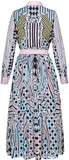 Embellished-Collar Printed Shirt and Midi Skirt Set