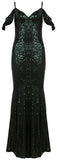 Off-the-Shoulder Sequined Gown