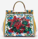 Sicily Floral Bag in Printed Dauphine Leather
