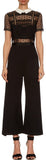 Black Fleur Lace-Paneled Wide-Leg Jumpsuit - DESIGNER INSPIRED FASHIONS