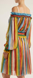 Striped Chiffon Off-the-Shoulder Dress