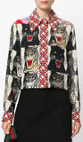 Tiger Face Print Silk Shirt