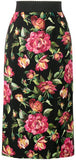 Rose Print Cady Pencil Skirt