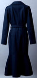 Double-Breasted Wool Coat with Flared Hem in Deep Blue - DESIGNER INSPIRED FASHIONS