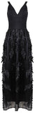Leaf-Embellished Bandage-Top Midi Dress, Black