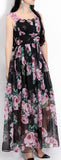 Rose Print Chiffon Maxi Dress
