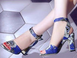 Floral Print Sandals - (Red, Black, Blue)