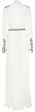 Long White Light Maxi Dress with Black Piping