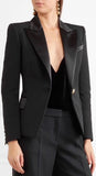 Black Satin-Trim Blazer