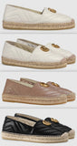 Leather Espadrille with Double G - White, Dusty Pink/Nude, Black | DESIGNER INSPIRED FASHIONS