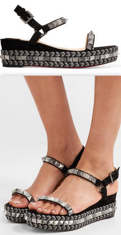'Pyraclou' 60 Spiked Suede Wedge Sandals