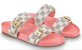 'Bom Dia' Flat Damier Mule