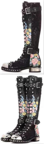 Embellished Leather Boots