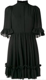 Black Ruffle-Trim Mini Dress