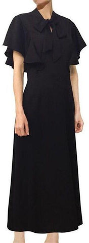 Tie-Neck Flutter-Sleeve Midi Dres | DESIGNER INSPIRED FASHIONS