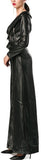 Long Zip Faux-Leather Dress-Coat in Black or Green - DESIGNER INSPIRED FASHIONS