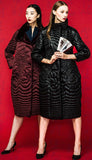 Embroidered White-Goose-Down Coat in Wine Red or Black - DESIGNER INSPIRED FASHIONS