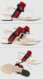 Web & Leather Rose Applique Sandals, White
