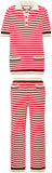 Striped Stretch Knit Top & Pant Set