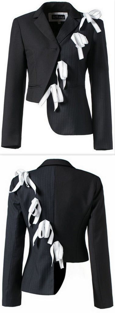 Bow-Embellished Asymmetric Jacket