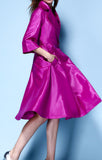 Fit & Flare Trench Coat - (Fuchsia/Purple, Blue, Navy Blue, Red)