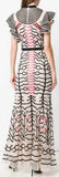 Embroidered Geometric Dress, White