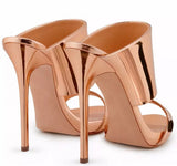 Metallic Stiletto Mule Slide - Silver, Rose Gold, Gold, Python Effect Gold